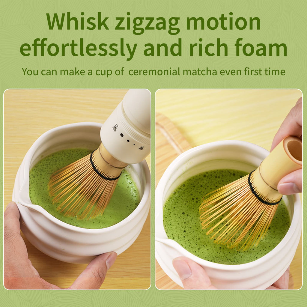 Whisk zigzag motion effortlessly and rich foam, You can make a cup of ceremonial matcha even first time