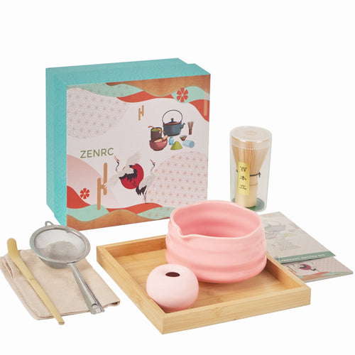 Authentic Matcha Tea Set – 7 - Piece Ceramic Kit with Spout Bowl & Gift Box - ZENRC Matcha Set