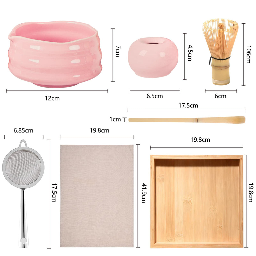 Authentic Matcha Tea Set – 7 - Piece Ceramic Kit with Spout Bowl & Gift Box - ZENRC Matcha Set