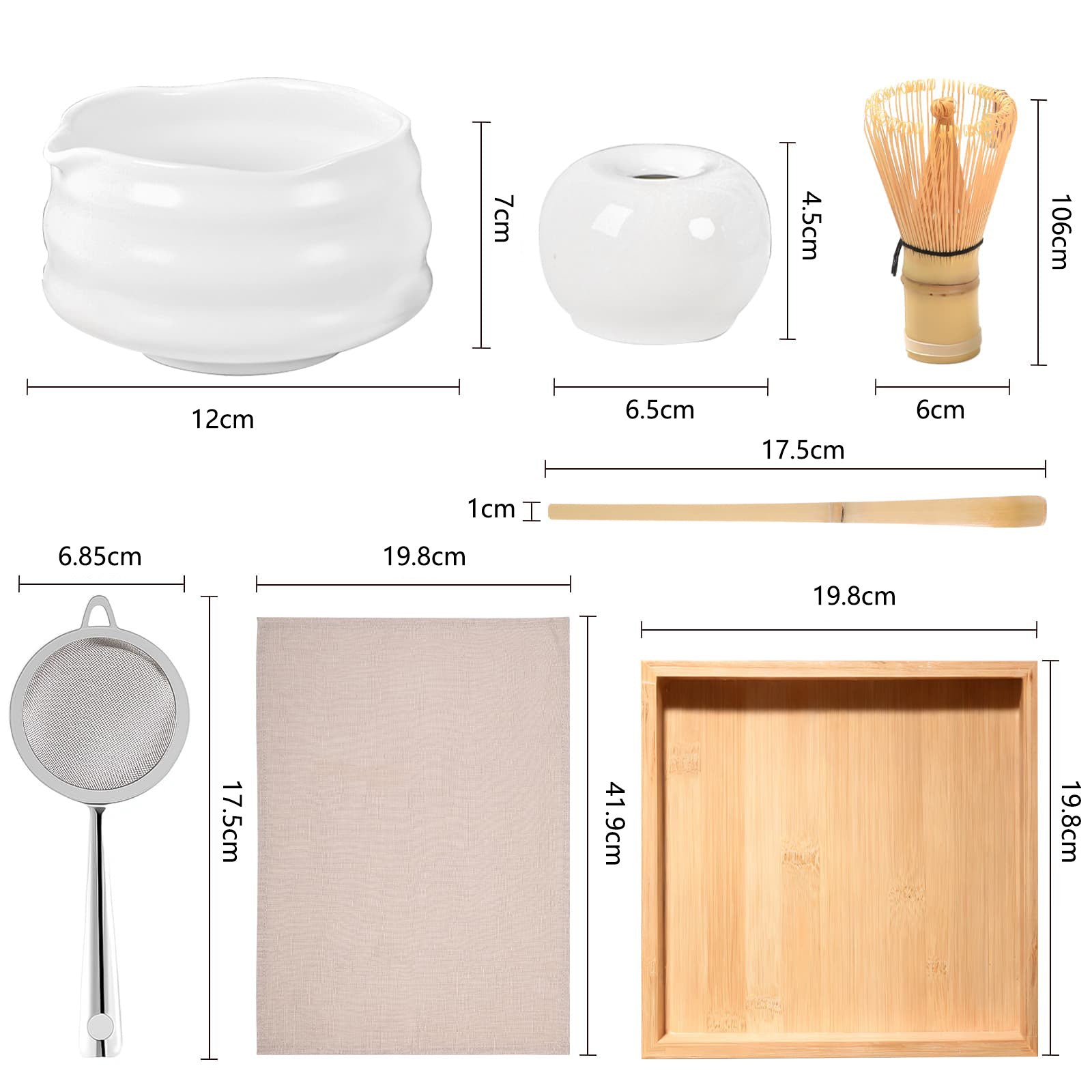 Authentic Matcha Tea Set – 7 - Piece Ceramic Kit with Spout Bowl & Gift Box - ZENRC Matcha Set