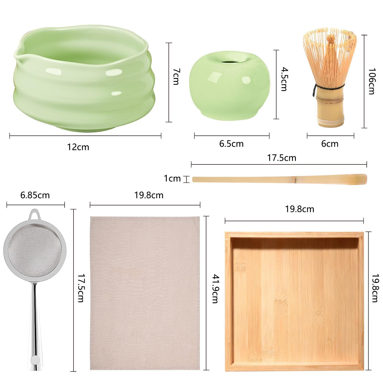 Authentic Matcha Tea Set – 7 - Piece Ceramic Kit with Spout Bowl & Gift Box - ZENRC Matcha Set