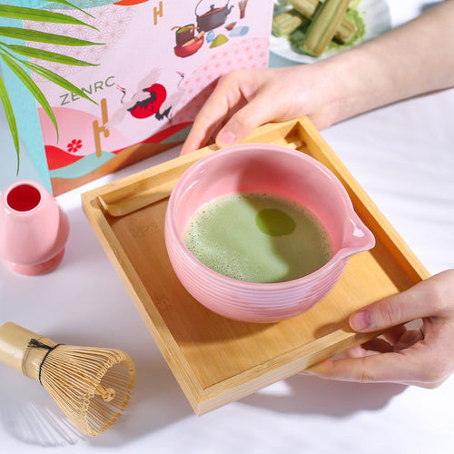 Baby Pink Cute Matcha Set 7 Pieces with Spout Matcha Bowl