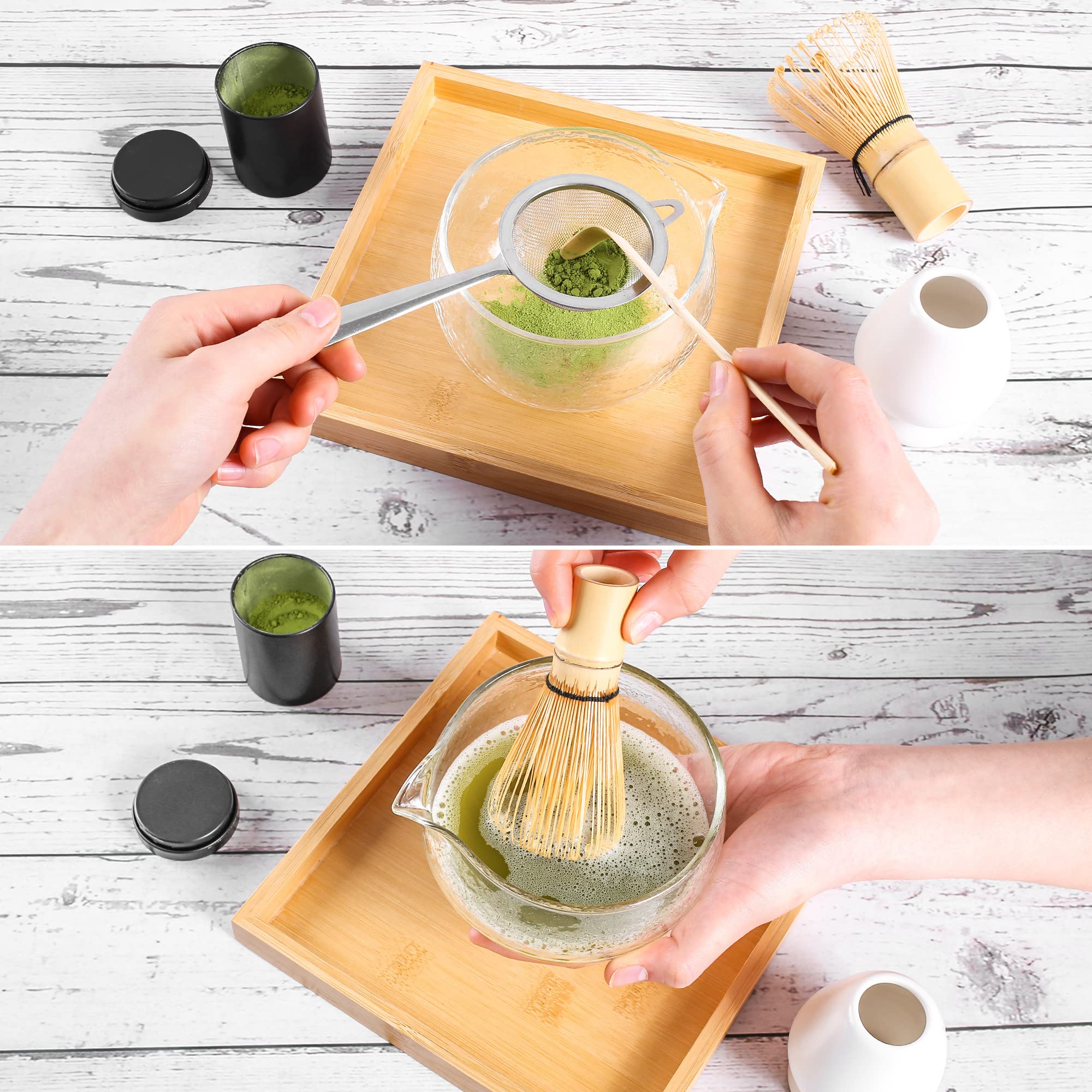 Glass Matcha Bowl – 400ml Spout Bowl with Drip - Free Pouring & Gift Box - ZENRC Matcha Set