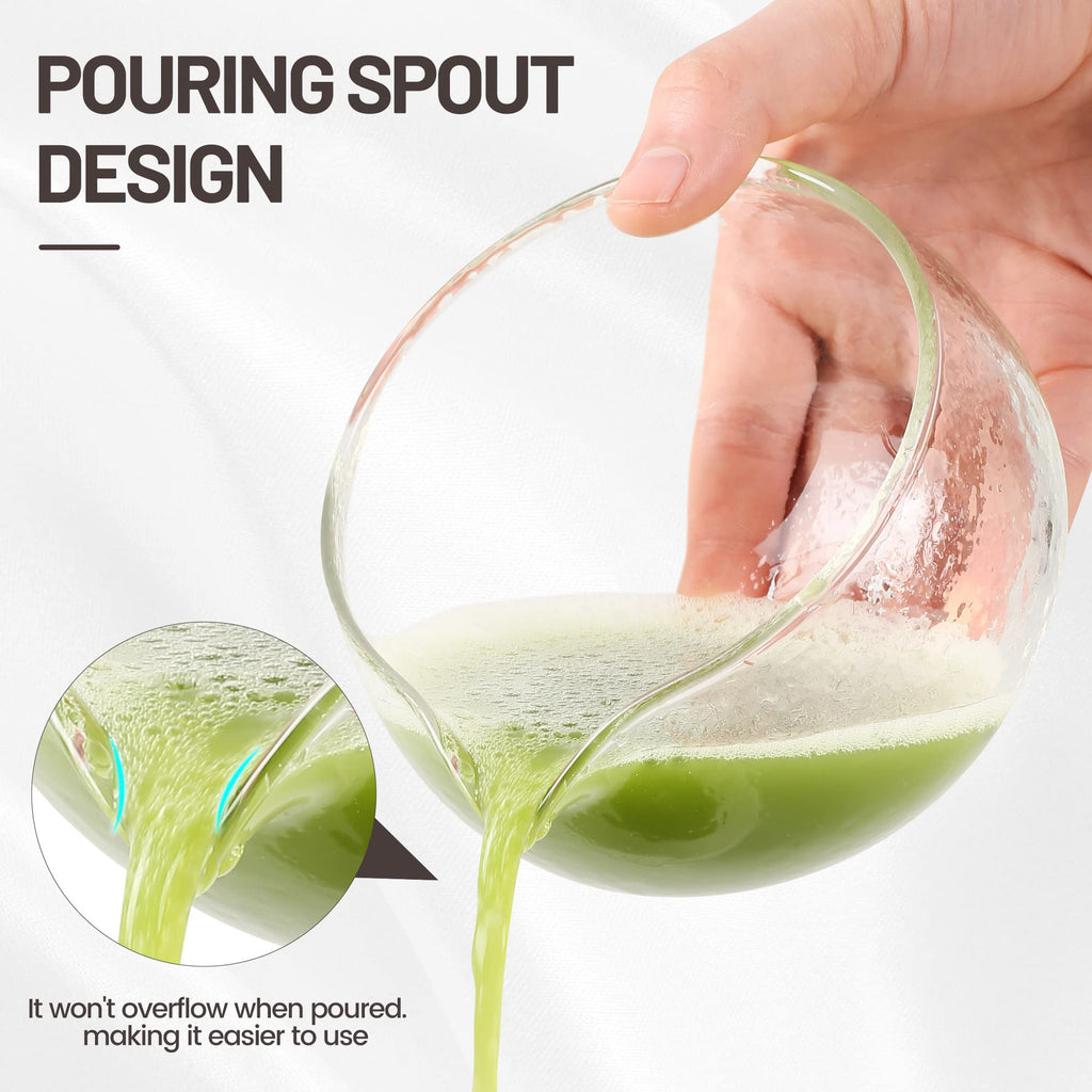 Glass Matcha Bowl – 400ml Spout Bowl with Drip - Free Pouring & Gift Box - ZENRC Matcha Set
