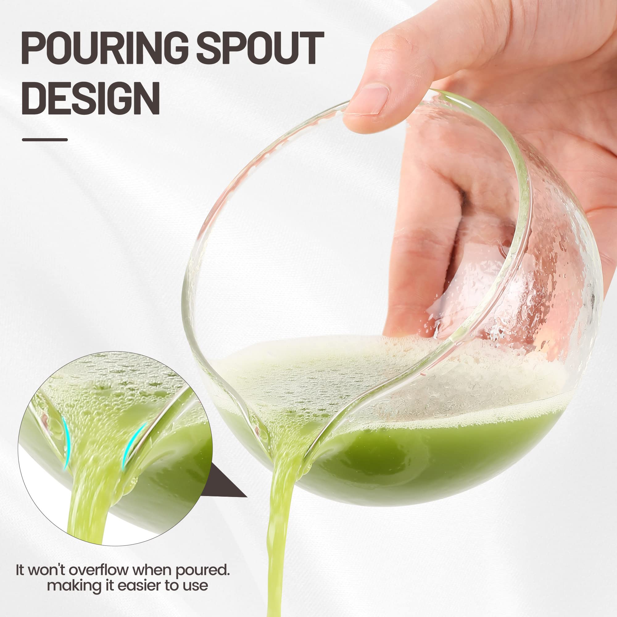 Glass Matcha Bowl – 400ml Spout Bowl with Drip - Free Pouring & Gift Box - ZENRC Matcha Set