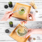 Glass Matcha Set – 7 - Piece Kit with Textured Spout Bowl & Tea Tray - ZENRC Matcha Set