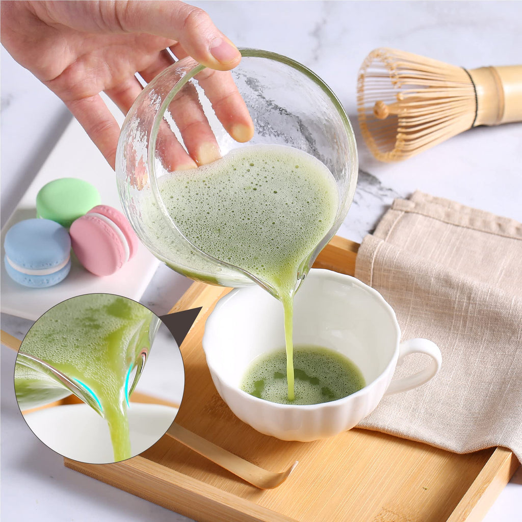 Glass Matcha Set – 7 - Piece Kit with Textured Spout Bowl & Tea Tray - ZENRC Matcha Set