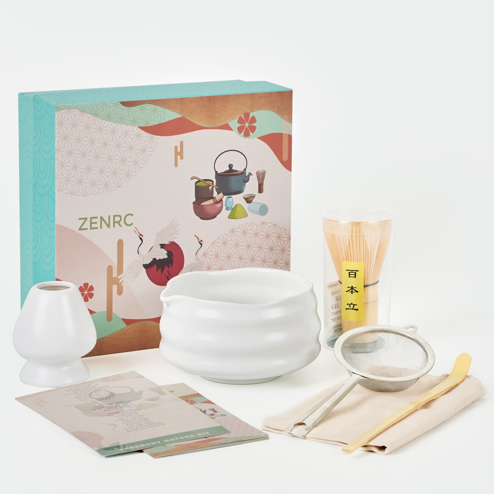 Luxury Matcha Set – 6 - Piece Ceramic Kit with Spout Bowl (No Tray) - ZENRC Matcha Set