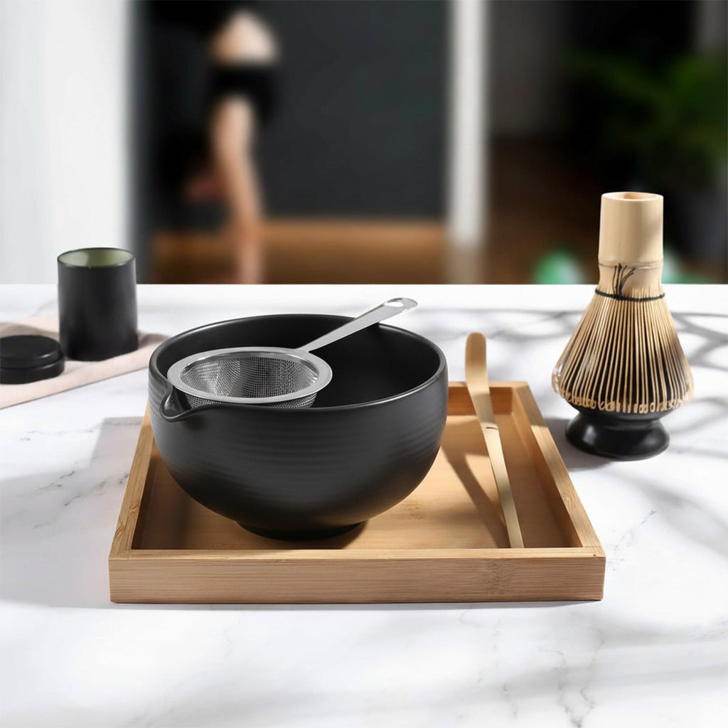 Matcha Bowl with Whisk Holder – Spout Chawan & Ceramic Reshaper (2 - Piece) - ZENRC Matcha Set