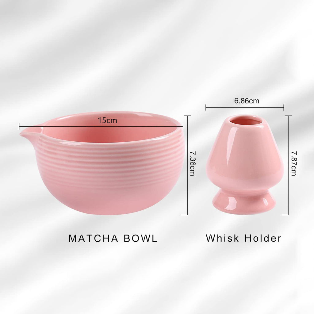 Matcha Bowl with Whisk Holder – Spout Chawan & Ceramic Reshaper (2 - Piece) - ZENRC Matcha Set