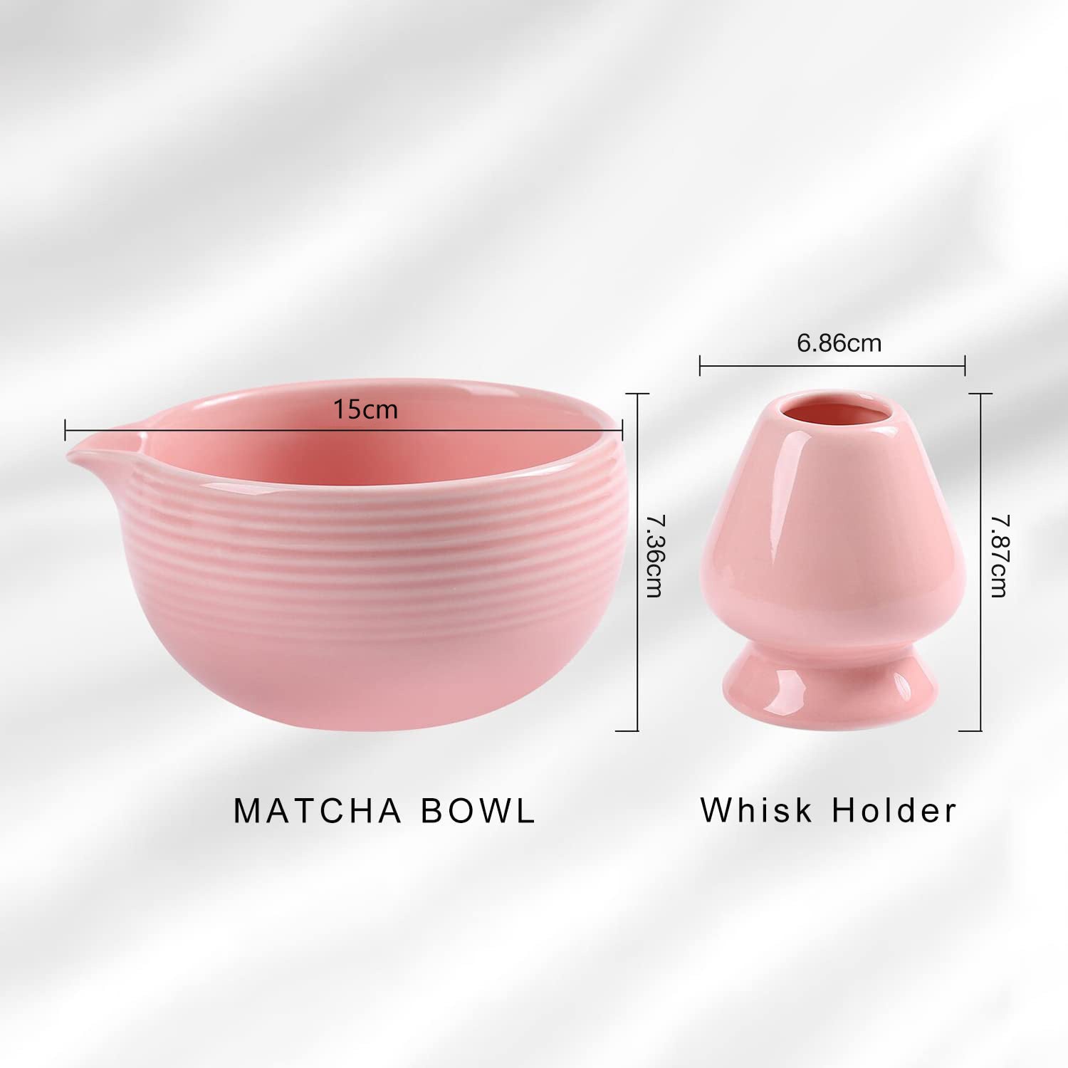 Matcha Bowl with Whisk Holder – Spout Chawan & Ceramic Reshaper (2 - Piece) - ZENRC Matcha Set