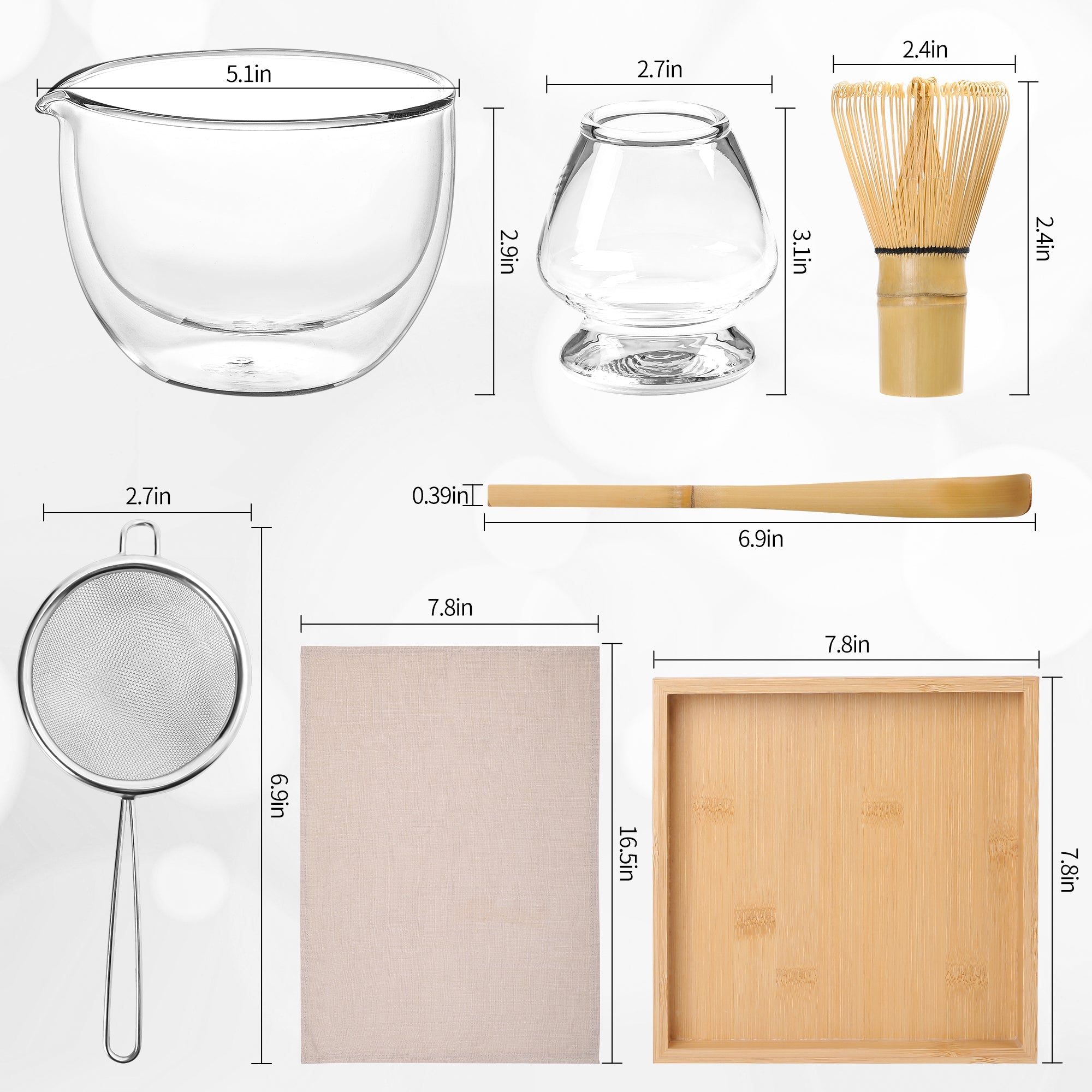 Matcha Ceremony Set – 6 - Piece Compact Kit with Spout Bowl (No Tray) - ZENRC Matcha Set