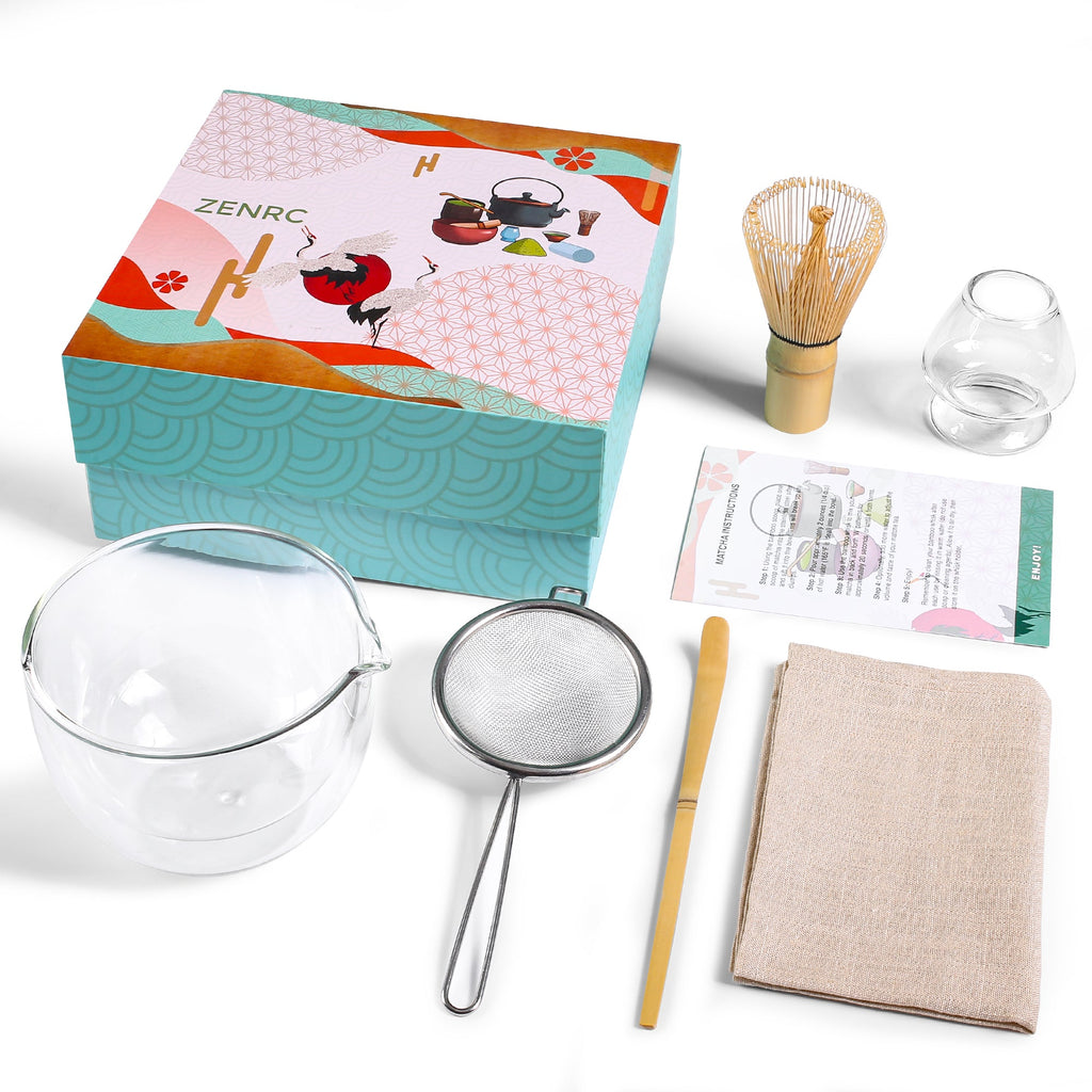 Matcha Ceremony Set – 6 - Piece Compact Kit with Spout Bowl (No Tray) - ZENRC Matcha Set