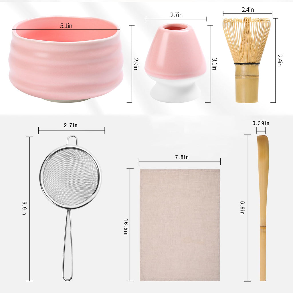 Matcha Green Tea Gift Set – 6 - Piece Ceramic Kit with Traditional Bowl (No Tray) - ZENRC Matcha Set