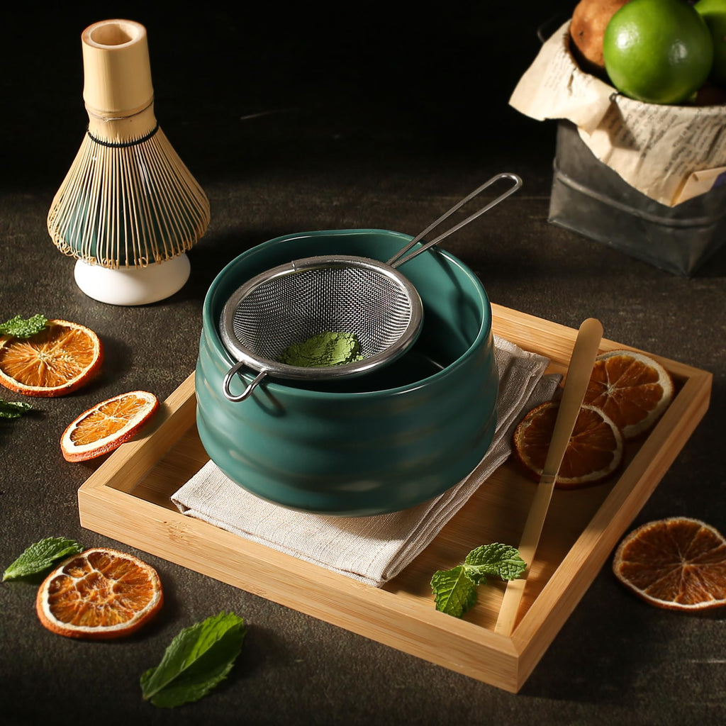 Matcha Green Tea Gift Set – 6 - Piece Ceramic Kit with Traditional Bowl (No Tray) - ZENRC Matcha Set