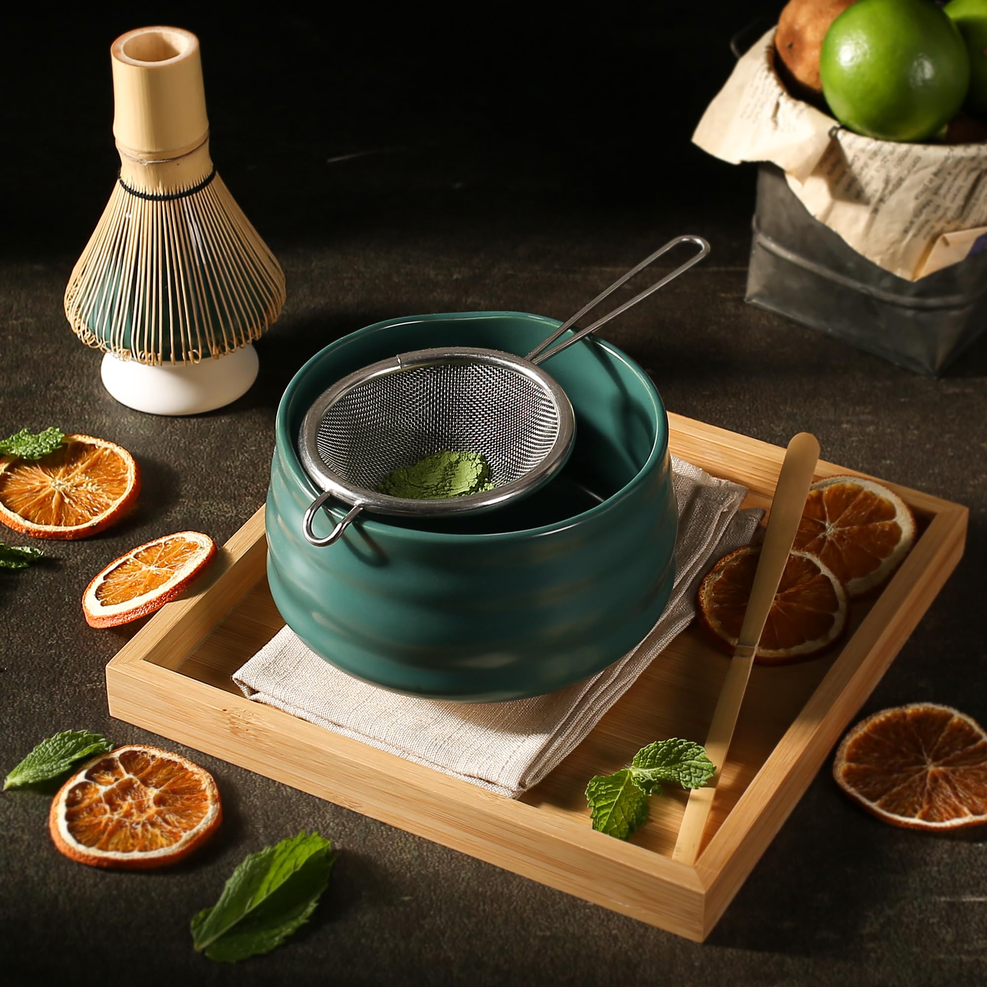 Matcha Green Tea Gift Set – 6 - Piece Ceramic Kit with Traditional Bowl (No Tray) - ZENRC Matcha Set