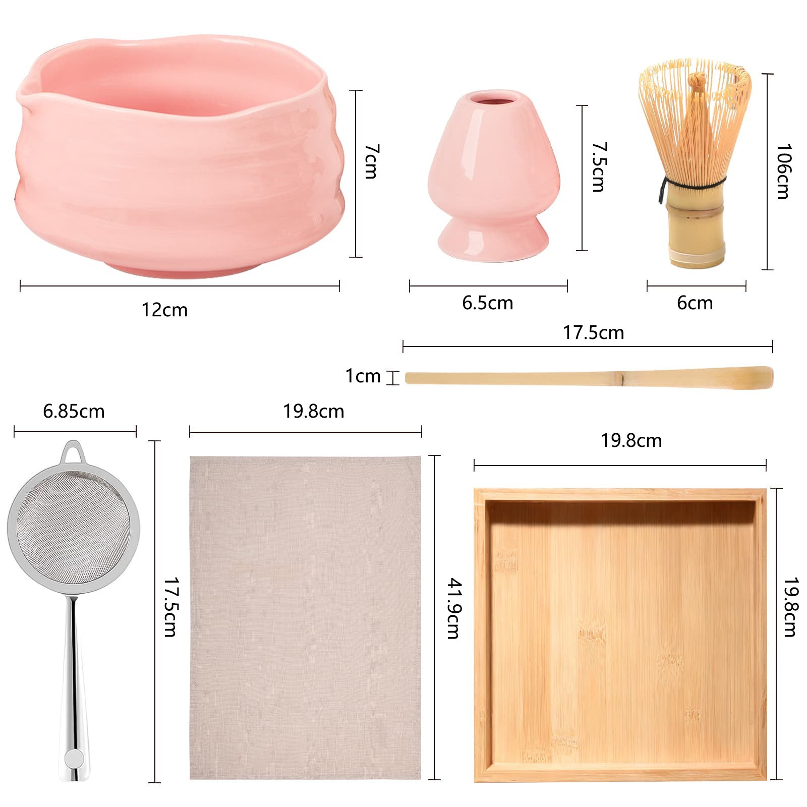 Matcha Kit Set – 7 - Piece Ceramic Spout Bowl Set with Gift Box - ZENRC Matcha Set