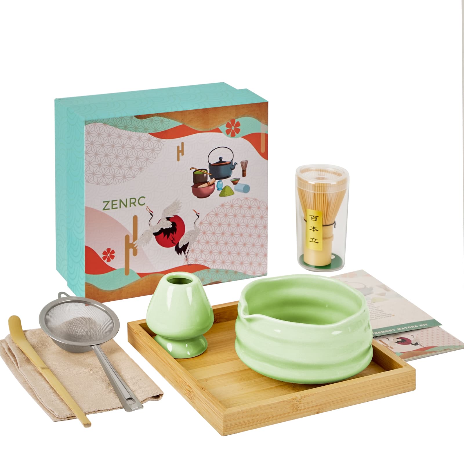 Matcha Kit Set – 7 - Piece Ceramic Spout Bowl Set with Gift Box - ZENRC Matcha Set