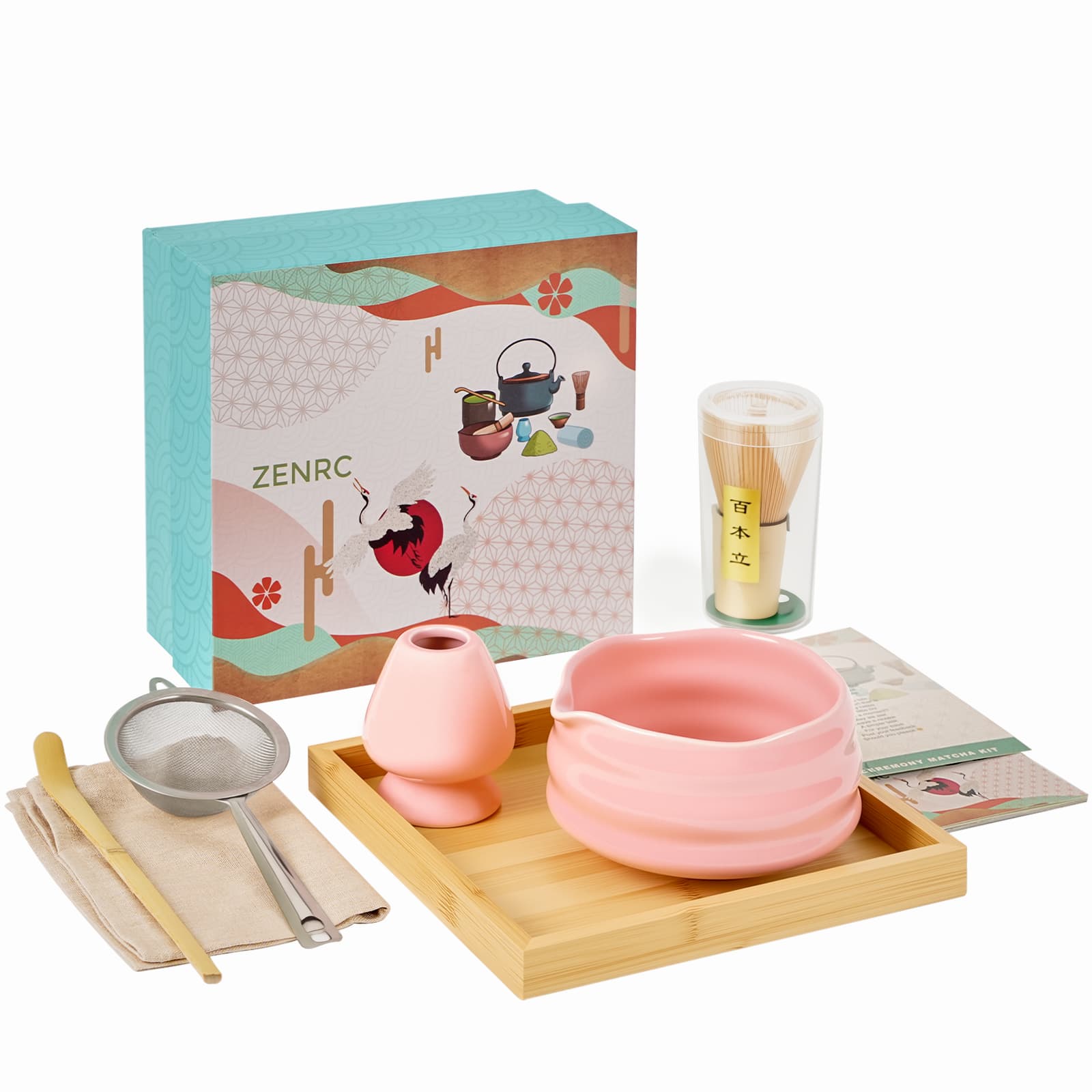 Matcha Kit Set – 7 - Piece Ceramic Spout Bowl Set with Gift Box - ZENRC Matcha Set