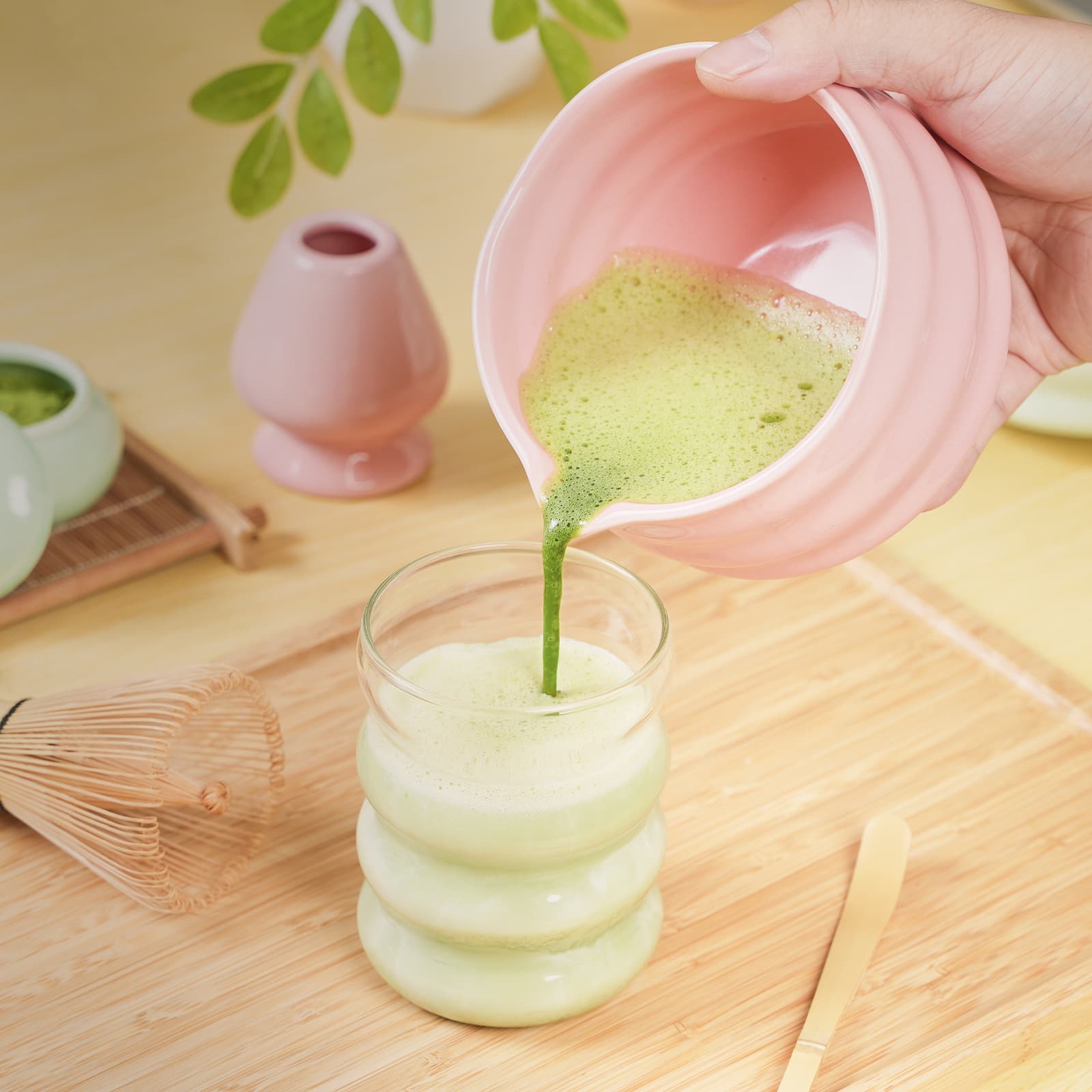 Matcha Kit Set – 7 - Piece Ceramic Spout Bowl Set with Gift Box - ZENRC Matcha Set