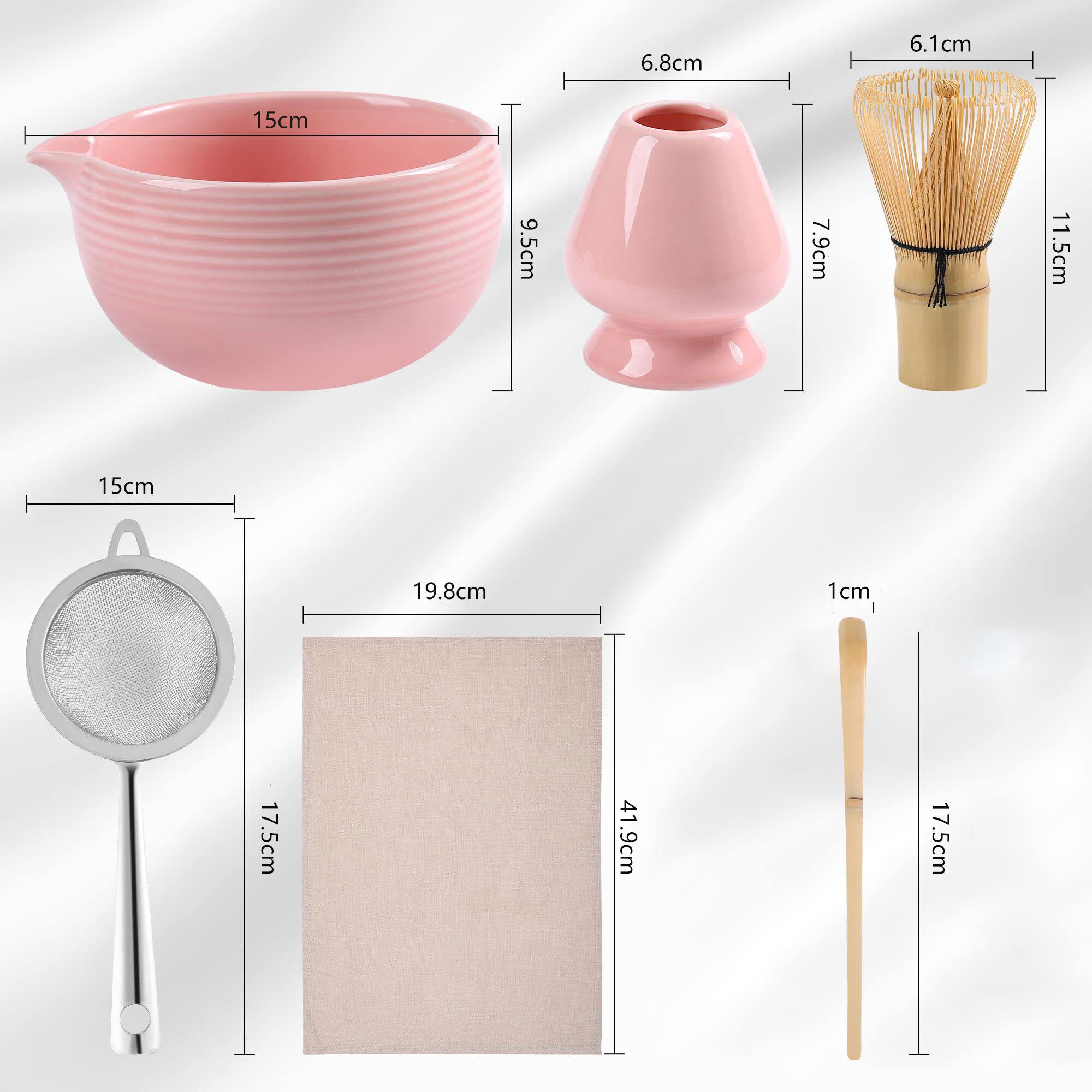 Matcha Making Set – 6 - Piece Compact Kit with Spout Bowl (No Tray) - ZENRC Matcha Set