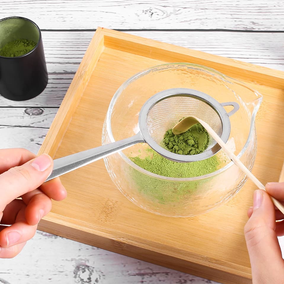 Matcha Travel Set – 7 - Piece Kit with Textured Glass Bowl & Wooden Box (Lid = Tray) - ZENRC Matcha Set
