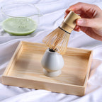 Matcha Travel Set – 7 - Piece Kit with Textured Glass Bowl & Wooden Box (Lid = Tray) - ZENRC Matcha Set