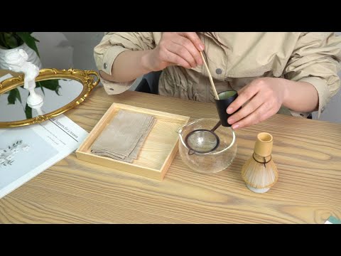 Matcha Travel Set – 7-Piece Kit with Textured Glass Bowl & Wooden Box (Lid = Tray)